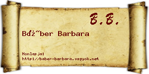 Báber Barbara névjegykártya